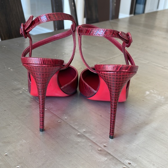 Christian Louboutin jenlove 100mm calf lizzy burgundy bourbon stiletto sz 38 - Picture 6 of 12